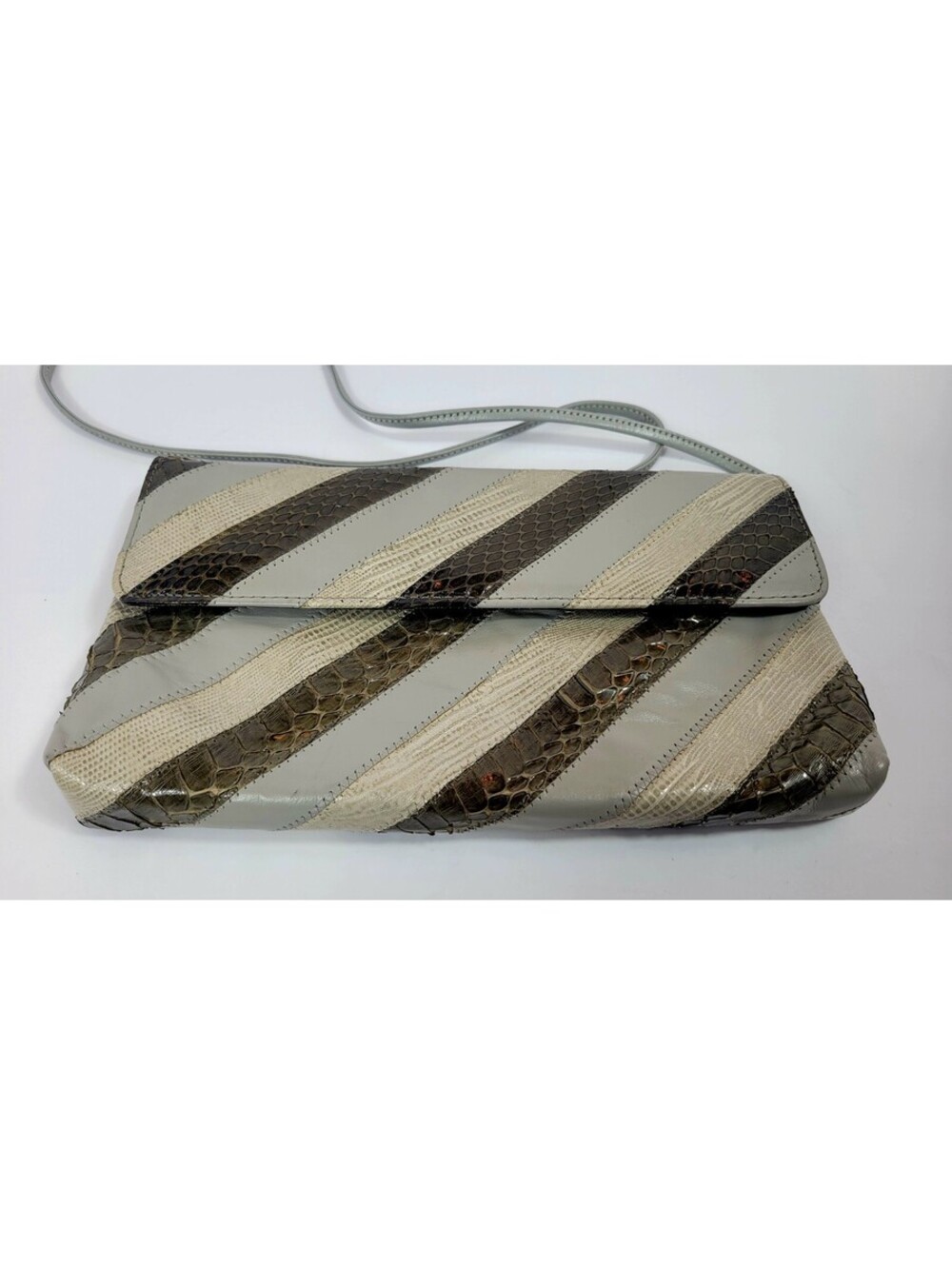 Vintage David Mehler for Dame Python Lizard Clutch Chevron MINT Vintage Retro